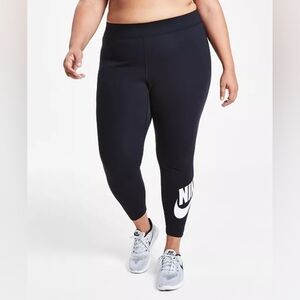Nike High Waist Logo Athletic Tights Leggings Black Size Medium